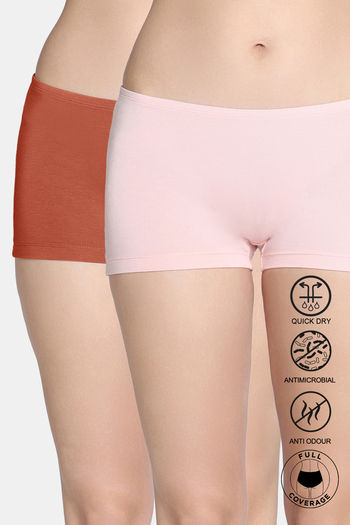 Buy Zivame Bamboo Breeze Medium Rise Full Coverage Boyshorts (Pack of 2) - Multicolor